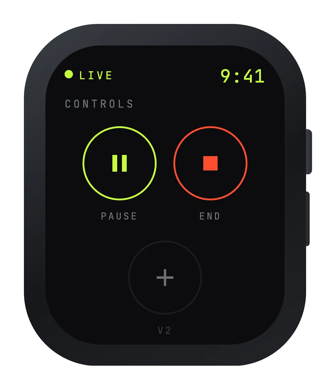 Forge on Apple Watch: workout controls to pause or end the session.